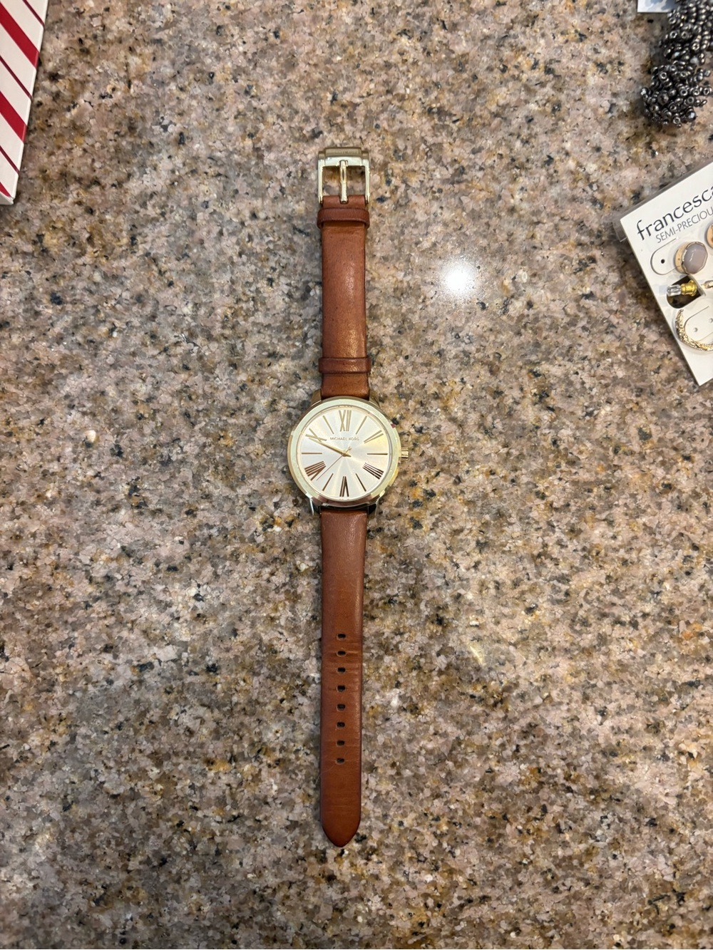 Michael Kors Brown Leather Strap Gold Dial Women’s Watch